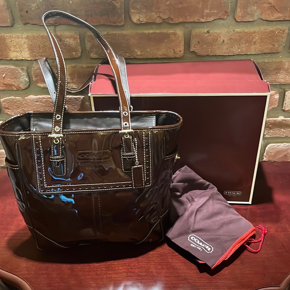 Coach Patent Leather Tote Bag